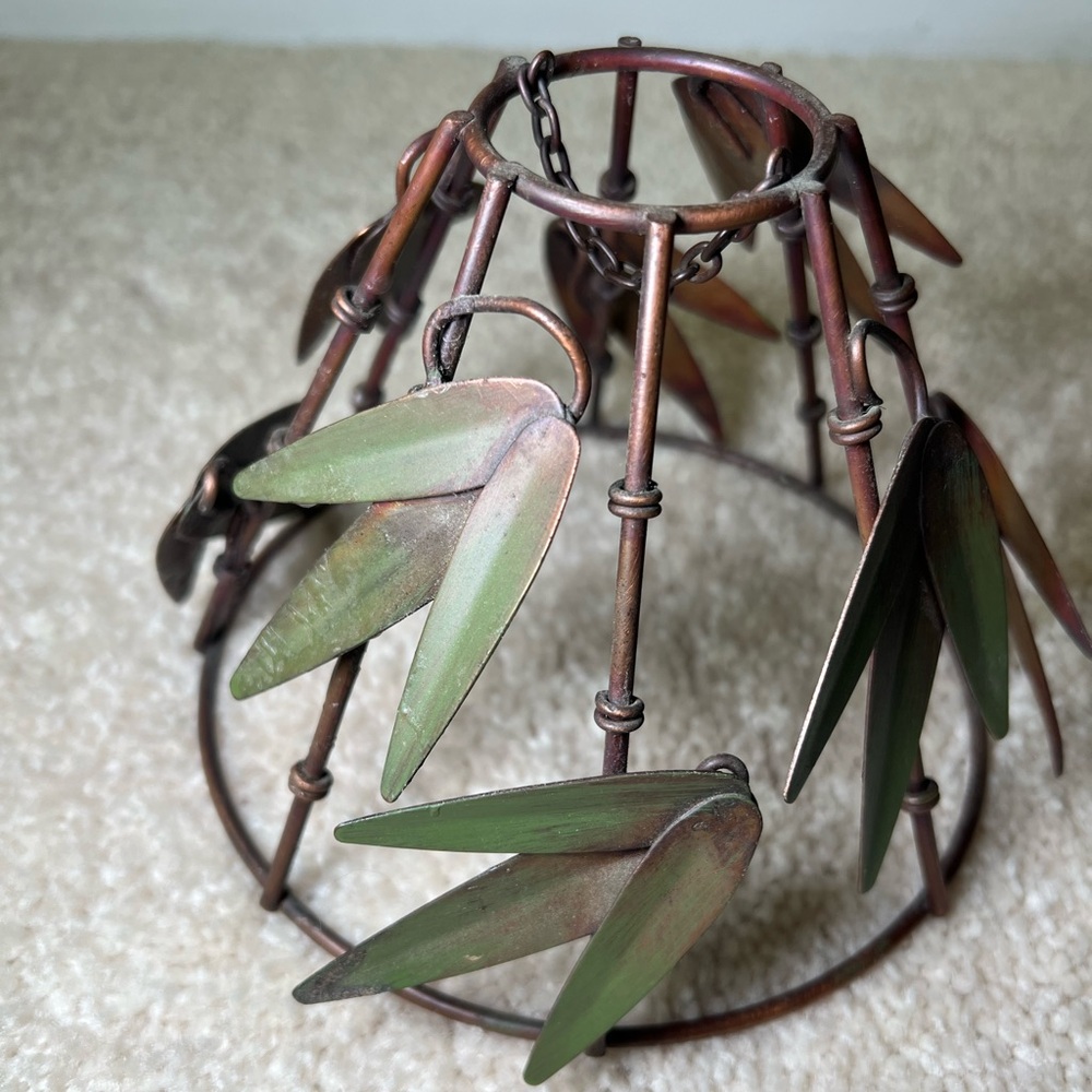 Vintage Metal Bamboo Tree Lantern Candle Holder Tropical Beach Vibe Rustic - Picture 10 of 10